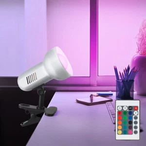 RGB LED Klemmstrahler Leselampe Spot schwenkbar dimmbar E27 Büro Fernbedienung - Bild 1 von 11