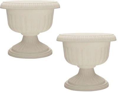 (2) Jardineras de plástico urna griega blanca ATT Southern UR1810WH 18"  Foto 1 de 4