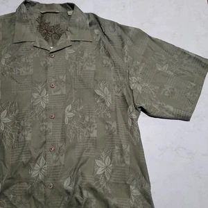 Tommy Bahama Camp Shirt Tahitian Border Castaway Embossed 100% Silk Large - Picture 1 of 13