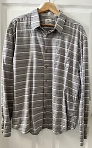 BEN SHERMAN Men 2XL Gray White Striped Chest Pocket Button-Up Long Sleeve Shirt - Picture 1 of 21