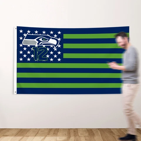 Seattle Seahawks 3X5Ft Flag Large 12TH Man Banner Man Cave FREE SHIPPING Cover