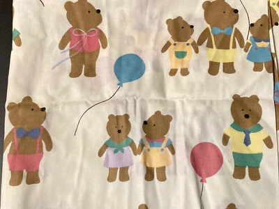 VTG Hoffman California Fabric Fun Zone Bears Balloons Pastel Colors on Cream 21" - Image 1 of 3