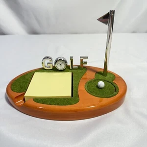 Sheridan Silber Quarz Uhr Golf Thema Schreibtisch Organizer - Bild 1 von 7