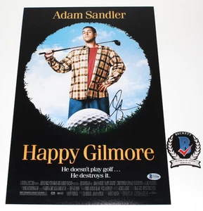 ADAM SANDLER SIGNED 'HAPPY GILMORE' 12x18 MOVIE POSTER 2 AUTOGRAPH 1 BECKETT COA - Picture 1 of 4