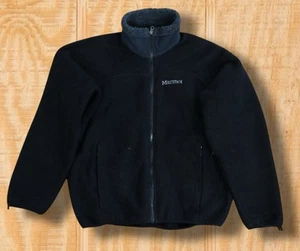 Vintage Marmot Small Black 8600L Full Zip Deep Pile Fleece Jacket Made in USA - Picture 1 of 12