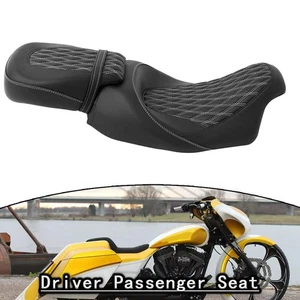 Seat Pillion Cushion Motor Smooth Leather Pad Fits For Harley Touring 2009-2023 - Picture 1 of 12