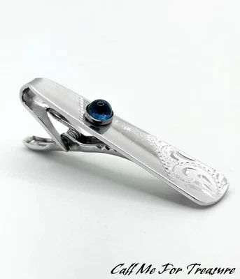 Clip de corbata vintage de plata de ley Speidel Foto 1 de 3