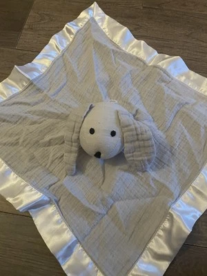 Aden + Anais Baby Lovey Grey Bunny Rabbit Muslin Satin Trim Security Blanket - Image 1 of 4