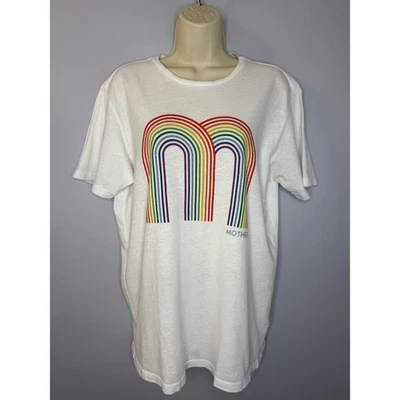 Camiseta MOTHER Rowdy Gráfica Manga Corta Blanca Doble Arco Iris Talla S Foto 1 de 4
