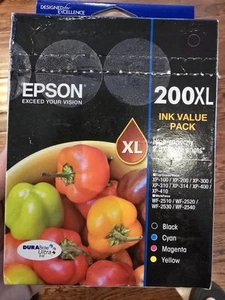 Genuine Epson 200XL High Capacity Ink 4 Cartridges Value Fresh 11/2027 *BOX RIP* - Picture 1 of 3