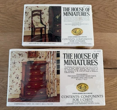 The House of Miniatures Furniture Kits Lot of 2 Chippendale Chest & 2 Side Chair - Image 1 of 4
