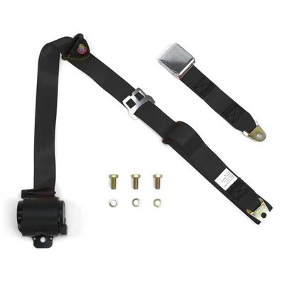 3 Point Retractable Airplane Buckle Black Seat Belt (1 Belt) AutoLoc SB3PARBK  — 第 1/4 张图片