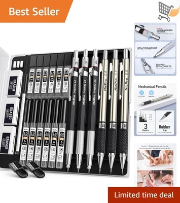 艺术机械铅笔套装 6 件套金属拔模铅架橡皮擦素描 — 第 1/4 张图片