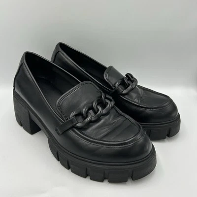 Mocasines Torrid Y2K de imitación de cuero con plataforma gruesa con tacón sin cordones negros 9,5 Foto 1 de 4