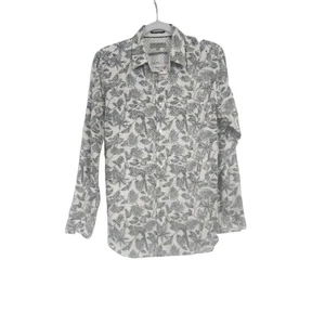 Ted Baker London Button Down white/black Leaf/ Bird Print Size 3(S) - Picture 1 of 9
