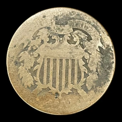 1864 Two Cent Piece 2c USA 2 Cents Antique Copper Coin - Image 1 of 2