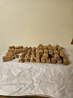 Wooden Interlocking Puzzle Blocks 67 PIECES 3 Variations Unfinished Vintage  - Image 1 of 4