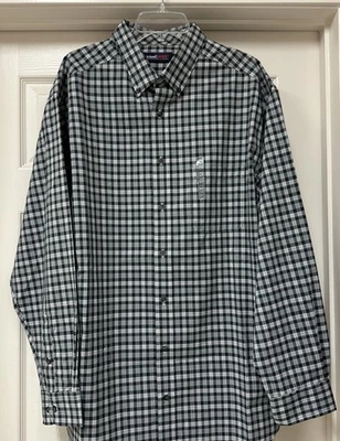 NUEVO SIN ETIQUETAS Camisa Roundtree & Yorke Viaje Inteligente Para Hombre Manga Larga Abotonada A Cuadros 2XT Foto 1 de 4