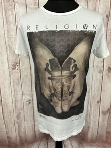Religion T Shirt Mens Medium Graphic Skull Cross Bones Ace Of Spades Anarchy - Picture 1 of 17