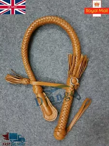 2.8 Feet 12 Plaits Genuine Premium Leather Nagayka Kamcha Whip Flogger Bullwhip - Picture 1 of 8