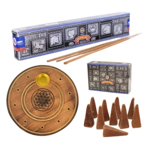 Incense Bundle Cones, Sticks & Holder 10cm Round - Nag Champa Super Hit Scent - Picture 1 of 1