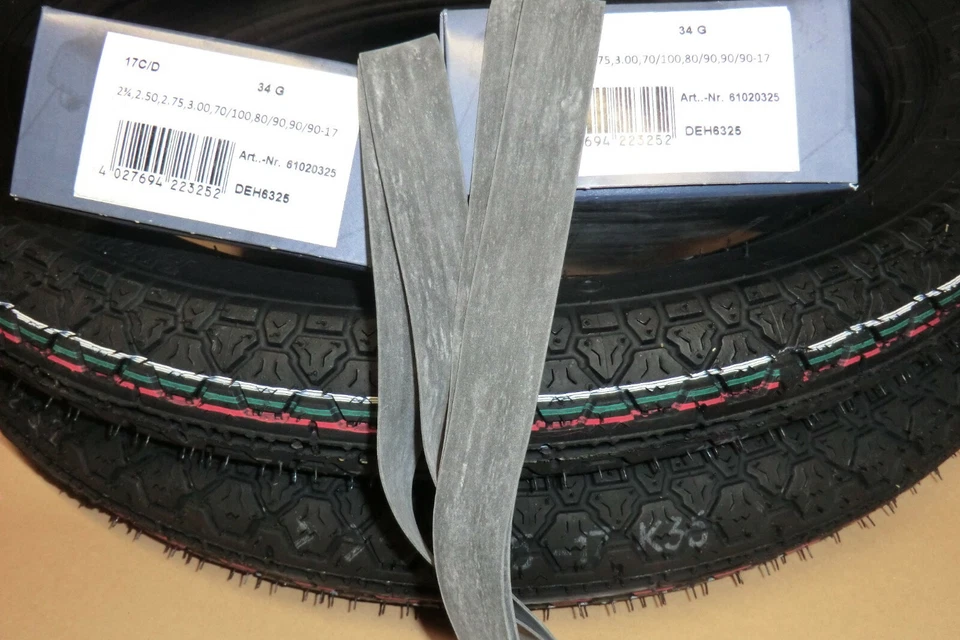Heidenau-Set 2 Reifen Heidenau 2.75-17 rf. 47P, K36/1 + Schlauch u. Felgenband