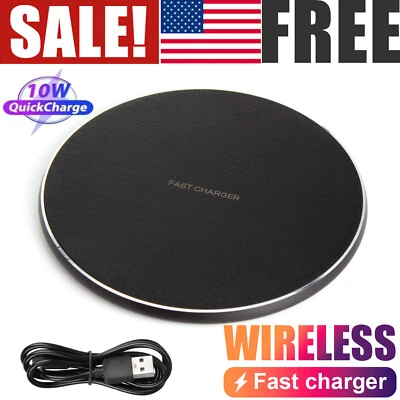 Wireless Fast Charger Charging Pad Dock for iPhone Samsung Android Cell Phone - Image 1 of 4