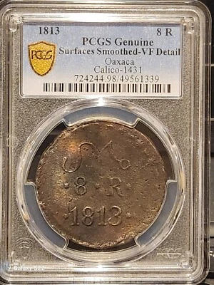 1813 Oaxaca Mexico 8 Reales TC Tierra Caliente PCGS VF Det Morelos Calico-1431 - Image 1 of 4