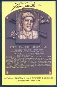 045, Original Autograph of Fergie Jenkins (3), HOF Plaque Postcard, Chicago Cubs - Picture 1 of 3