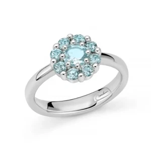 Anello Miluna Donna Argento 925 Topazio Azzurro Naturale Taglio Tondo _LID3850 - Foto 1 di 2