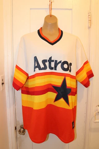MAJESTIC Cooperstown Collection Houston Astros Rainbow Jersey XL Vintage READ Cover