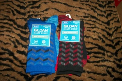 Gildan Smart Basics Boys' Fashion Crew Socks Blue and Red - Image 1 of 3