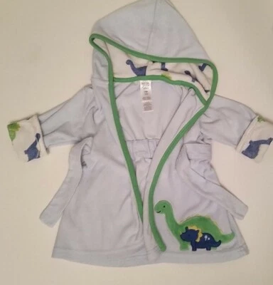 Carters Baby Boy Terry Cloth Dino Print Bath Robe Swim Cover Up 0-9 Month - Image 1 of 4