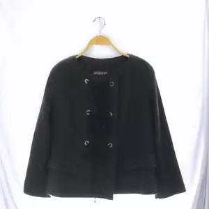 CHANEL Mujer Chaqueta Sin Cuello Negro Tweed Algodón Cinta Francia Auténtica Talla 38 - Imagen 1 de 7