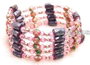 6mm Round Red Cloisonne Hematite Magnetic Beads Necklace Bracelet for Women 279 - Picture 1 of 14