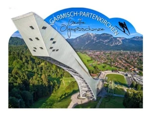 Garmisch Partenkirchen Olympiaschanze Premium Magnet Holz Souvenir Germany - Bild 1 von 4