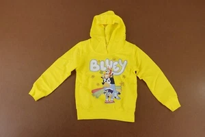 Kids US Size 4 Bright Yellow Bluey Graphic Long Sleeve Pullover Hoodie New - Picture 1 of 5