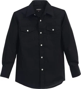 Men's Western Shirt Long Sleeve Solid Pearl Snaps - Picture 1 of 15