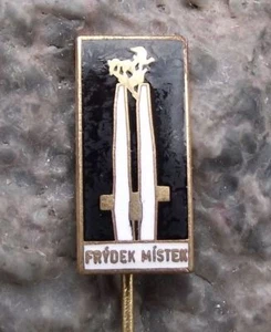 Antique Frydek Mistek Monument to Fallen Heroes War Statue Tourist Pin Badge - Picture 1 of 2