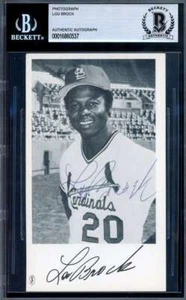 Lou Brock Beckett BAS Signed Vintage 1970's Team Issued Photo Autograph 1 - Picture 1 of 2