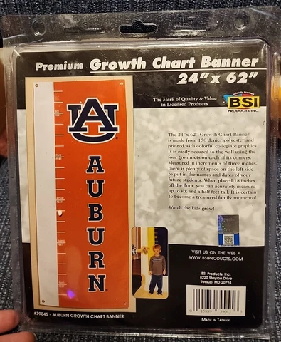 NCAA Auburn Tigers Child Growth/Height Chart Banner Orange AU College Bound Cover