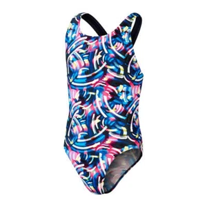 Speedo Junior Allover Digital Leaderback Swimsuit. SPEEDO GIRLS JUNIOR SWIMSUIT. - Picture 1 of 7