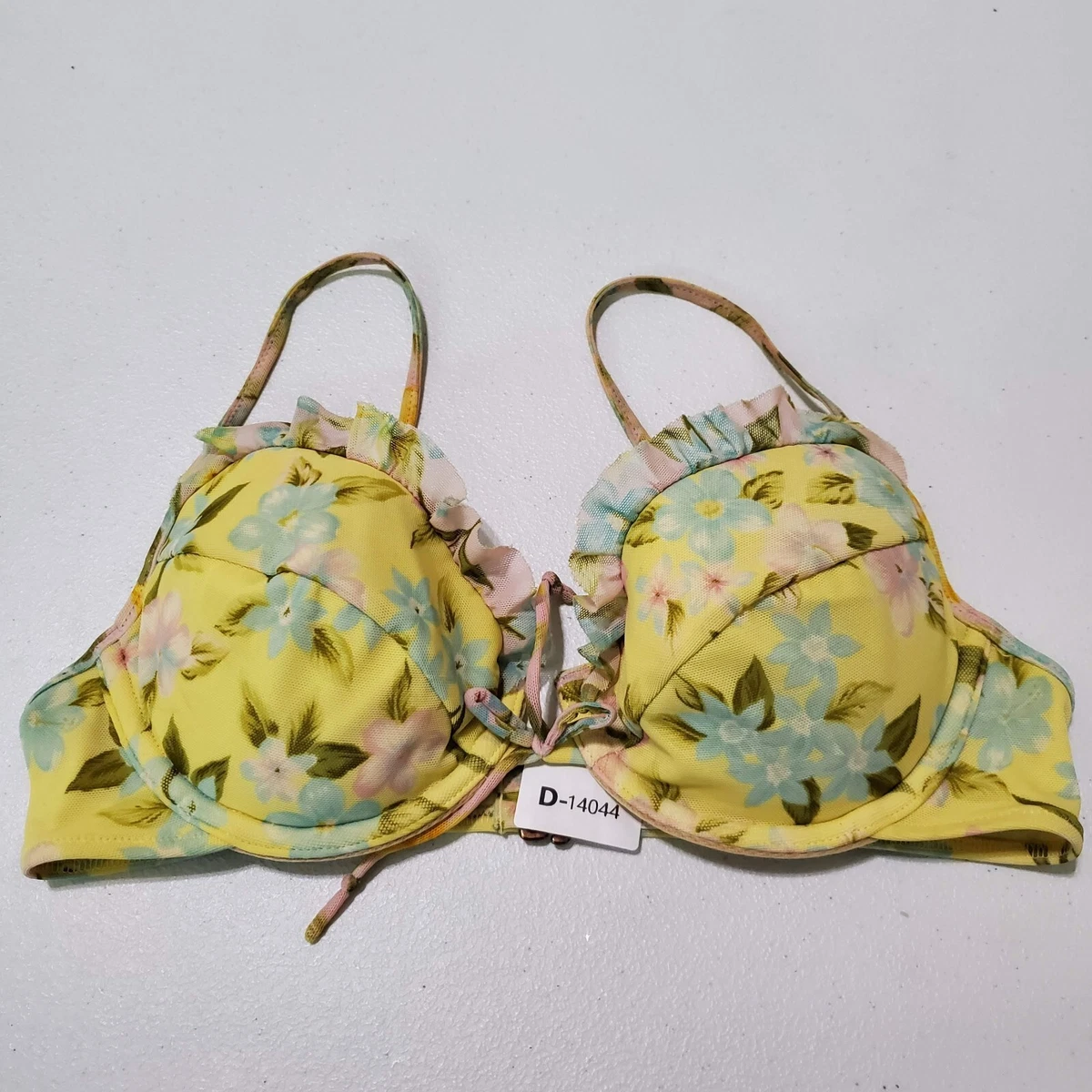 Haut De Maillot De Bain Push Up Victoria's Secret Taille 34B - Couleur Jaune Et Violet, Neuf Sans Étiquettes