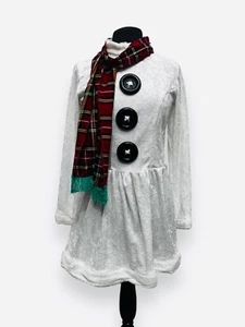 Ladies Christmas Snowman Dress & scarf Size 10 - Ex Hire Fancy Dress Costume - Picture 1 of 8