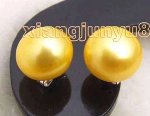 7-8mm Natural Gold Freshwater Flat Round Pearl Earrings for Women Stud Earring - Picture 1 of 5