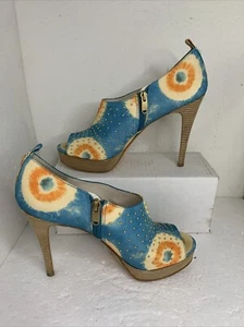 Rachel Roy Womens Rfkeiko Studded Tie Dye Platform Pumps Open Toe Multicolor 10M - Picture 1 of 14