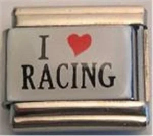 I Heart Love Racing Sport Emaille Italian Charm 9mm Classic für Armband selten neu - Bild 1 von 2