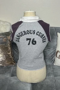 VTG Y2K 90s BIG FLIRT Girly Pop Crop Top Dangerous Curves #76 Glitter Sz Medium - Picture 1 of 10