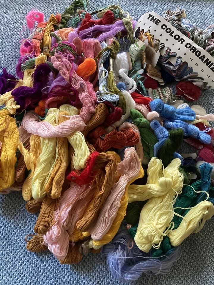 Huge Lot of Vintage DMC Cotton Embroidery Floss Remnants, Embellishment Yarn - Image 1 of 4