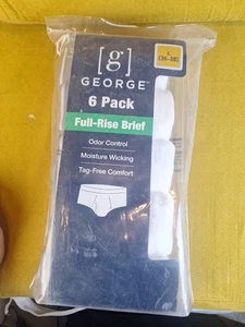 MEN'S GEORGE 6 PACK BRIEFS Large (36-38") Full Rise - Moisture Wicking -Tag Free - Picture 1 of 2